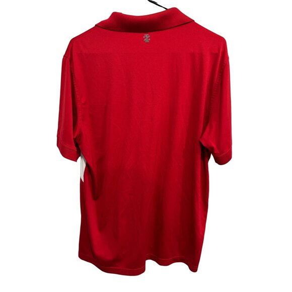 Izod Mens Red Polo Golf Shirt Color Block Design Sz Large - Picture 2 of 9